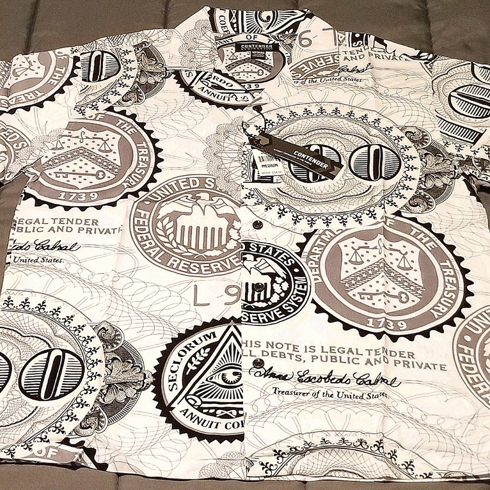 Men's $100 Dollar Bill Print Short Sleeve Shirt